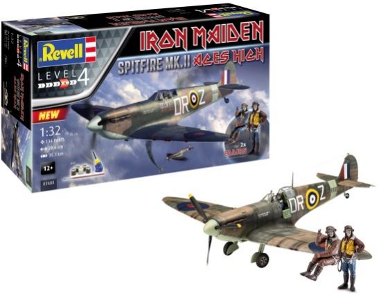 Picture of 1/32 Spitfire Mk II Aces High Iron Maiden Fighter & 2 Pilot Figures w/paint & glue