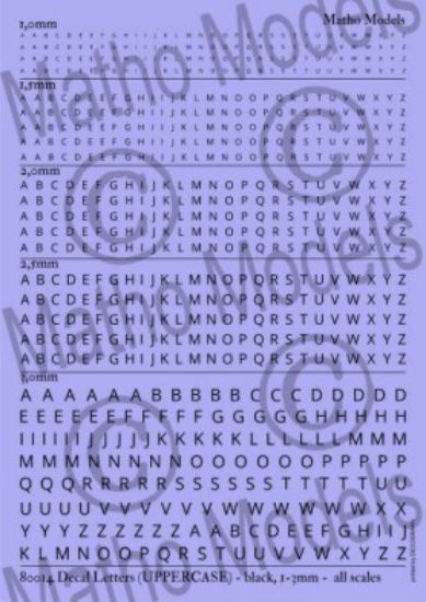 Picture of Multi-Scale Black Upper Case 1-3mm Letters Decal