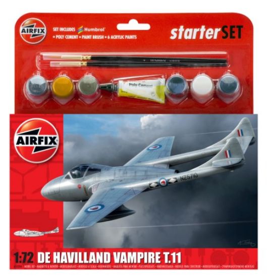 Picture of 1/72 DeHavilland Vampire T11 Aircraft Medium Starter Set w/paint & glue