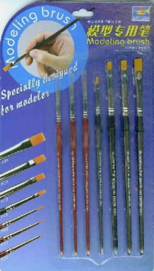 Picture of Trumpeter 9900 Paint Brush Set Round #0 1 2/0 Flat 1/4 in 1/8 in 3/16 in 7/32 in