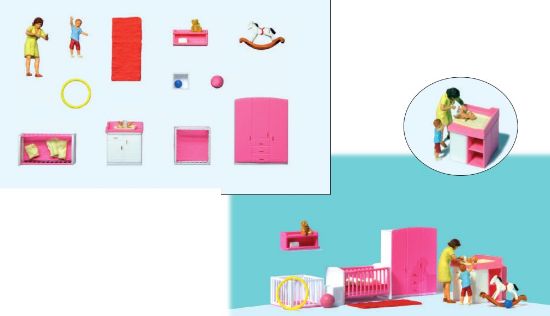 Picture of Preiser 10645 Mother Changing Diapers Nursery Furniture