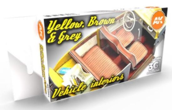 Picture of Cars & Civil Vehicles Series: Yellow, Brown & Grey Interiors Acrylic Paint Set (6 Colors) 17ml Bottles