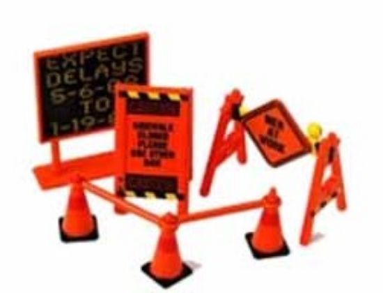 Picture of Hobby Gear - 1:24 Scale Caution Road Signs & Cones Toy Model Set