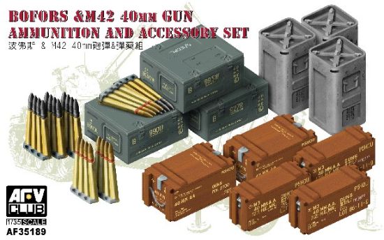 Picture of AFV Club FV35189 AFV - Bofors & M42 40mm Gun Ammunition & Accessory Set (Plastic model)