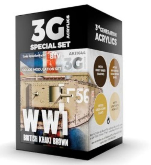 Picture of Modulation Series: WWI British Khaki Brown Acrylic Paint Set (4 Colors) 17ml Bottles