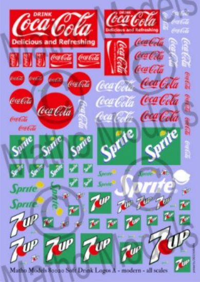 Picture of Multi-Scale Modern Soft Drink Logos Decal (Coca-Cola, Sprite, 7UP)