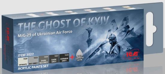 Picture of Acrylic Paint Set for The Ghost of Kyiv MiG29 Ukrainian AF (6 Colors, 12ml Bottles)