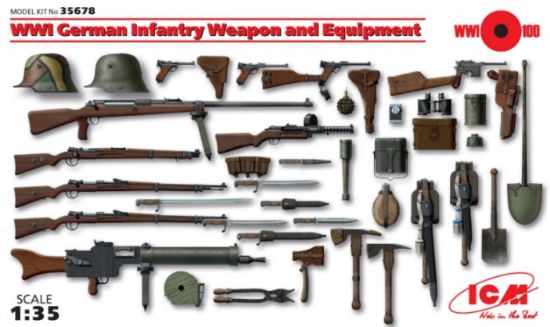 Picture of WWI German Infantry Weapon &amp; Equipment -- Plastic Model Military Figure Kit -- 1/35 Scale -- #35678