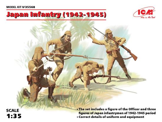 Picture of WWII Japanese Infantry with Weapons 1942-45 -- Plastic Model Military Figure -- 1/35 -- #35568