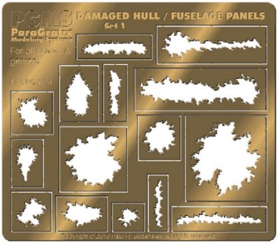 Picture of Various Sizes Damaged Hull, Fuselage Panels Photo-Etch Set (15 different)