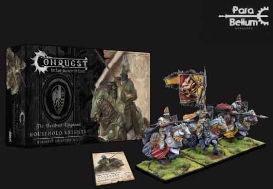 Picture of 38mm Conquest Hundred Kingdoms: Household Knights Plastic Figure Kit (3 Mtd w/stands)