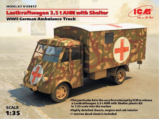Picture of WWII Lastkraftwagen 3,5t AHN German Ambulance -- Plastic Model Military Vehicle -- 1/35 -- #35417