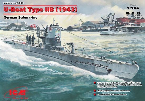 Picture of U-Boat Type IIB German Submarine 1943 -- Plastic Model Submarine Kit -- 1/144 Scale -- #10