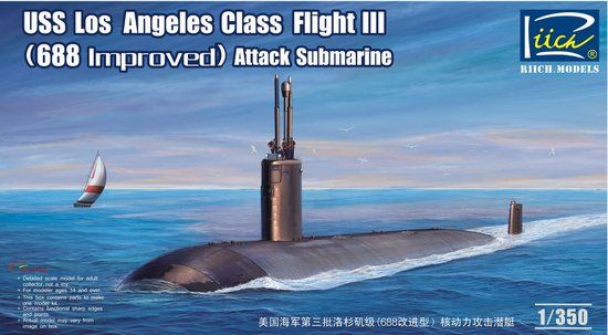 Picture of USS LA Class Flight III 688 Attack Sub -- Plastic Model Military Ship Kit -- 1/350 -- #28007