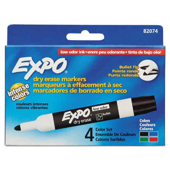 Picture of EXPO® Low Odor Dry Erase Marker, Bullet Tip, Assorted, 4/Set