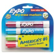 Picture of EXPO® Low Odor Dry Erase Marker, Chisel Tip, Classic Colors Assorted, 4/Set