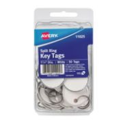 Picture of Avery® Card Stock Metal Rim Key Tags, 1 1/4 dia, White, 50/Pack