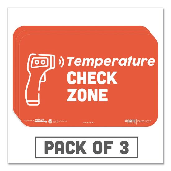 Picture of BESAFE MESSAGING EDUCATION WALL SIGNS, 9 X 6, "TEMPERATURE CHECK ZONE", 3/PACK
