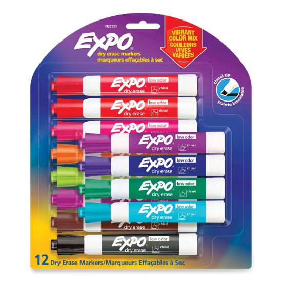 Picture of EXPO® Low Odor Dry Erase Vibrant Color Markers, Assorted Colors, Medium, 12/Set