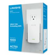 Picture of LINKSYS™ AC750 BOOST Wi-Fi Extender, 1 Port, Dual-Band 2.4 GHz/5 GHz