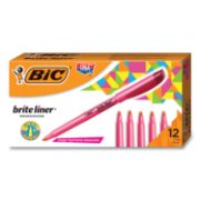 Picture of BIC® Brite Liner Highlighter, Chisel Tip, Fluorescent Pink, Dozen