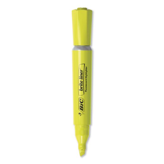 Picture of BIC® Brite Liner Tank-Style Highlighter, Chisel Tip, Fluorescent Yellow, 36/Pack