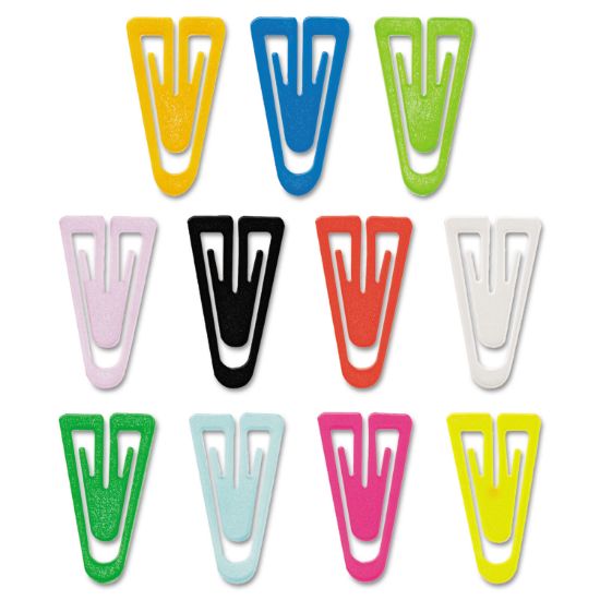 Picture of GEM® Paper Clips, Plastic, Medium Size, Assorted Colors, 500/Box