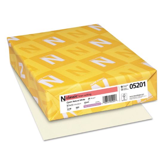 Picture of Neenah Paper CLASSIC Linen Writing Paper, 24lb, 8 1/2 x 11, Natural White, 500 Sheets