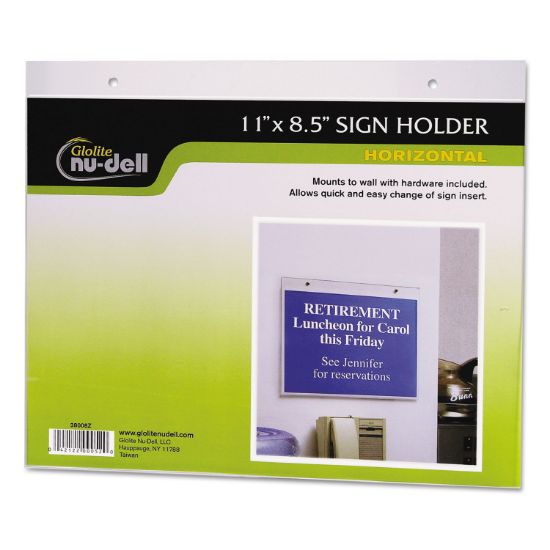 Picture of NuDell™ Clear Plastic Sign Holder, Wall Mount, 11 X 8 1/2