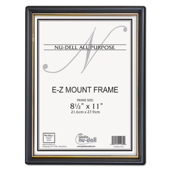 Picture of NuDell™ EZ Mount Document Frame with Trim Accent, Plastic, 8-1/2 x 11, Black/Gold