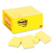 Picture of Original Canary Yellow Post-It. Plain Note Pads, 1-1/2x2, 24 100-Sheet Pads/Pack