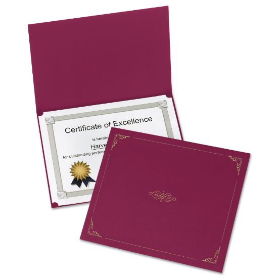 Picture of Oxford™ Certificate Holder, 11 1/4 x 8 3/4, Burgundy, 5/Pack