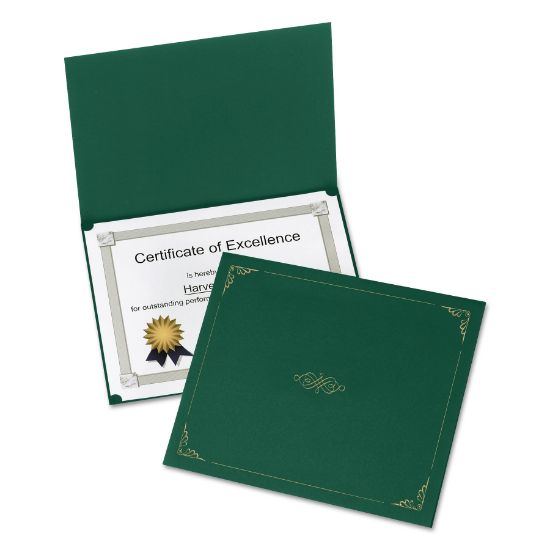 Picture of Oxford™ Certificate Holder, 11 1/4 x 8 3/4, Green, 5/Pack