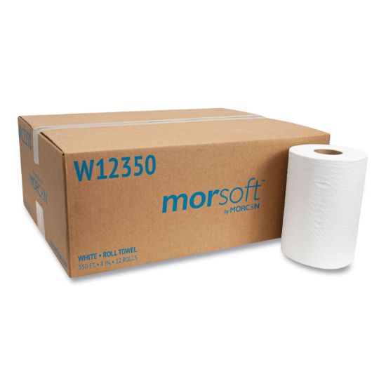 Picture of Morcon Paper Hardwound Roll Towels, 8" x 350ft, White, 12 Rolls/Carton