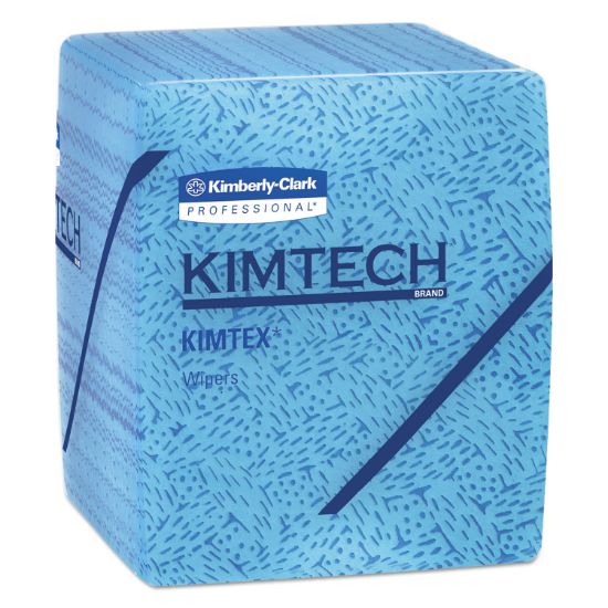Picture of Kimtech* KIMTEX Wipers, 1/4 Fold, 12 1/2 x 13, Blue, 66/Box, 8 Boxes/Carton