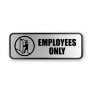 Picture of COSCO Brushed Metal Office Sign, Employees Only, 9 x 3, Silver