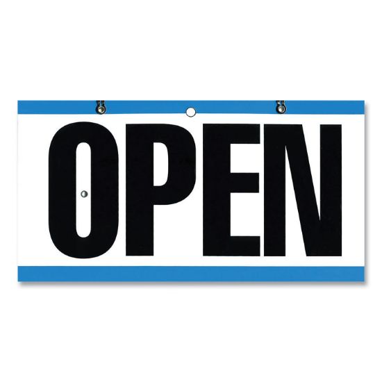 Picture of COSCO Open/Closed Outdoor Sign, 11.6 x 6", Blue/White/Black