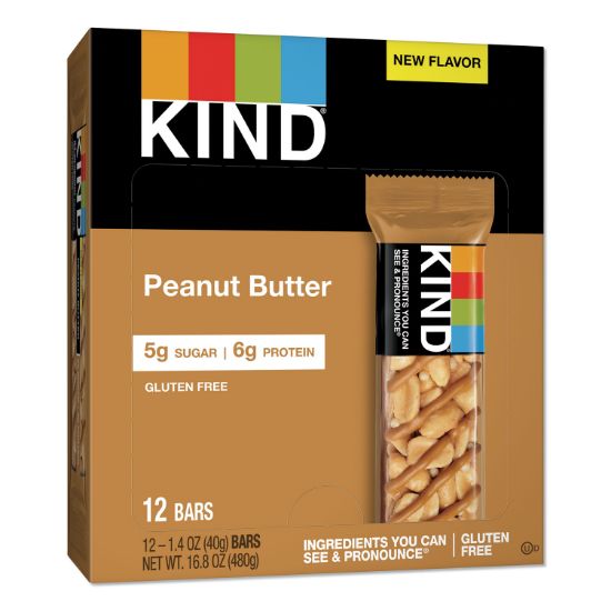 Picture of KIND Nuts and Spices Bar, Peanut Butter, 1.4 oz, 12/Pack
