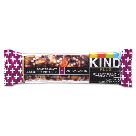 Picture of KIND Plus Nutrition Boost Bar, Pom. Blueberry Pistachio/Antioxidants, 1.4 oz, 12/Box