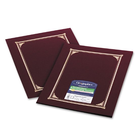 Picture of Geographics® Certificate/Document Cover, 12 1/2 x 9 3/4, Burgundy, 6/Pack