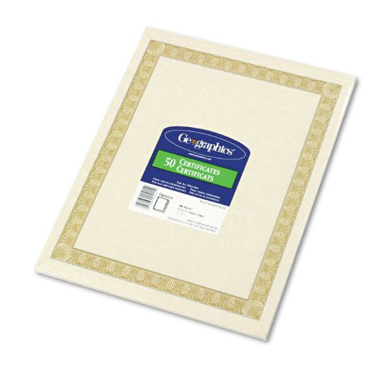Picture of Geographics® Parchment Paper Certificates, 8-1/2 x 11, Natural Diplomat Border, 50/Pack