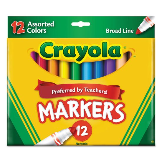 Picture of Crayola® Non-Washable Markers, Broad Point, Assorted Colors, 12/Set