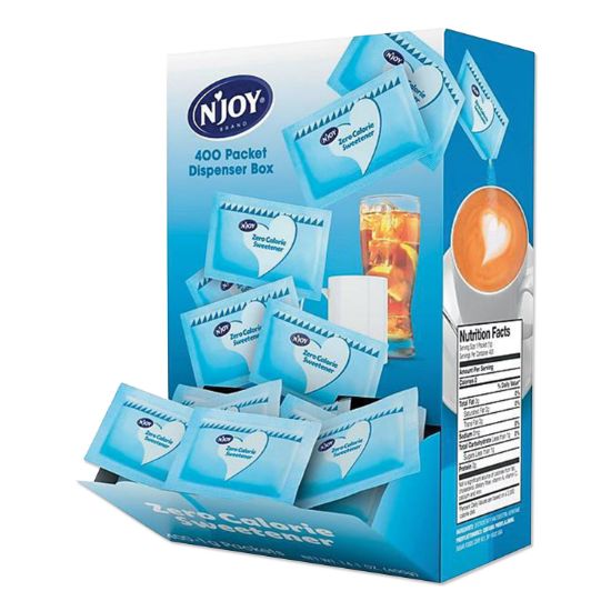 Picture of N'Joy Blue Aspartame Artificial Sweetener Packets, 0.04 oz Packet, 400 Packets/Box