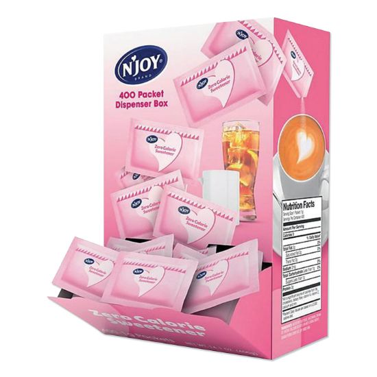 Picture of N'Joy Pink Saccharin Artificial Sweetener Packets, 0.04 oz Packet, 400 Packets/Box