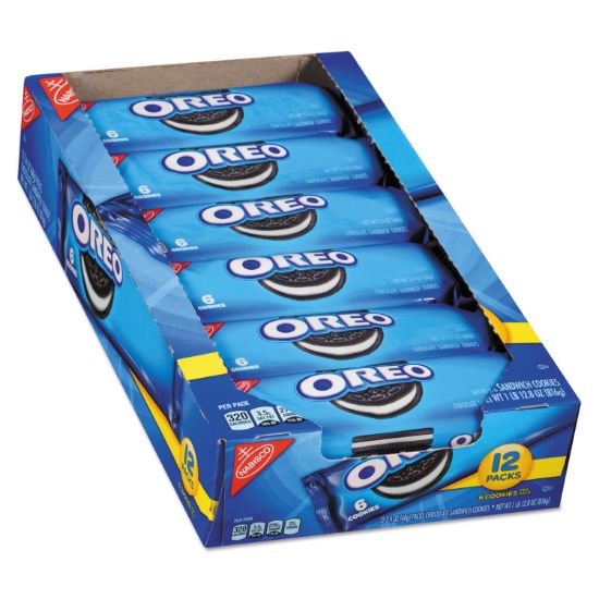Picture of Nabisco® Oreo Cookies Single Serve Packs, Chocolate, 2.4oz Pack, 6 Cookies/Pack, 12Pk/Bx