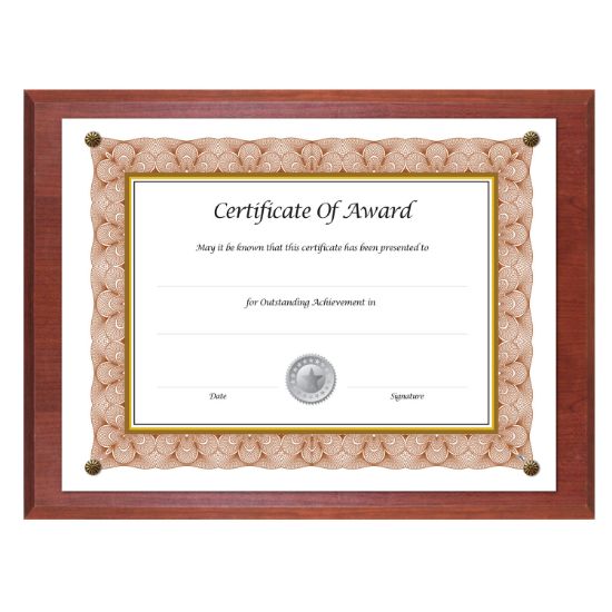 Picture of NuDell™ Award-A-Plaque Document Holder, Acrylic/Plastic, 10-1/2 x 13, Mahogany