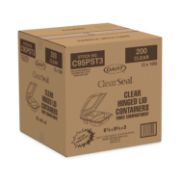 Picture of Dart® ClearSeal Plastic Hinged Container, 3-Comp, 9 x 9-1/2 x 3, 100/Bag, 2 Bags/CT