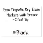 Picture of Magnetic Dry Erase Chisel Marker With Eraser 4/Pkg Black