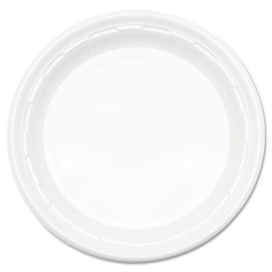 Picture of Dart® Famous Service Plastic Dinnerware, Plate, 9", White, 125/Pack, 4 Packs/Carton