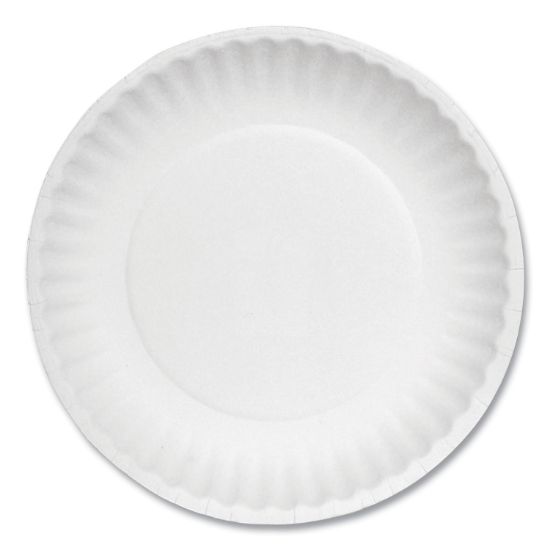 Picture of AJM Packaging Corporation White Paper Plates, 6" dia, 100/Bag, 10 Bags/Carton